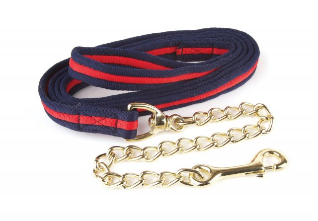 Hy Equestrian Hy Soft Webbing Lead Rein With Chain Navy/red